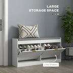Entryway Bench with 2 Flip Drawers, Seating Cushion, and 2 Vents for 8 Pairs of Shoes for Hallway