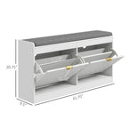 Entryway Bench with 2 Flip Drawers, Seating Cushion, and 2 Vents for 8 Pairs of Shoes for Hallway