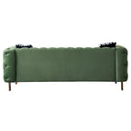 84.25 Button Tufted Upholstered 3-Seater Sofa with Gold Decoration