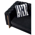 84.25 Button Tufted Upholstered 3-Seater Sofa with Gold Decoration