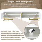 White+Gold 70.8 TV Stand with Gold Handles & Cabinets for 80 TVs