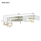 White+Gold 70.8 TV Stand with Gold Handles & Cabinets for 80 TVs