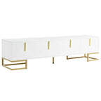 White+Gold 70.8 TV Stand with Gold Handles & Cabinets for 80 TVs