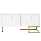 White+Gold 70.8 TV Stand with Gold Handles & Cabinets for 80 TVs
