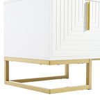 White+Gold 70.8 TV Stand with Gold Handles & Cabinets for 80 TVs