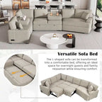 126 L-shaped Sofa Sectional Sofa Couch Pull-out Sofa Bed with Charging Devices and Cup Holders for Living Room, Beige