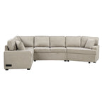126 L-shaped Sofa Sectional Sofa Couch Pull-out Sofa Bed with Charging Devices and Cup Holders for Living Room, Beige