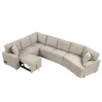 126 L-shaped Sofa Sectional Sofa Couch Pull-out Sofa Bed with Charging Devices and Cup Holders for Living Room, Beige