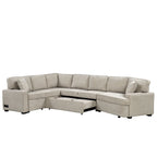 126 L-shaped Sofa Sectional Sofa Couch Pull-out Sofa Bed with Charging Devices and Cup Holders for Living Room, Beige