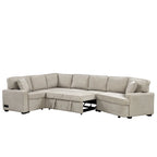 126 L-shaped Sofa Sectional Sofa Couch Pull-out Sofa Bed with Charging Devices and Cup Holders for Living Room, Beige
