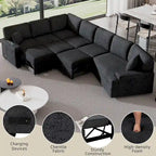 126 L-shaped Sofa Sectional Sofa Couch Pull-out Sofa Bed with Charging Devices and Cup Holders for Living Room, Beige
