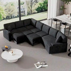 126 L-shaped Sofa Sectional Sofa Couch Pull-out Sofa Bed with Charging Devices and Cup Holders for Living Room, Beige