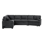 126 L-shaped Sofa Sectional Sofa Couch Pull-out Sofa Bed with Charging Devices and Cup Holders for Living Room, Beige