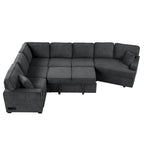 126 L-shaped Sofa Sectional Sofa Couch Pull-out Sofa Bed with Charging Devices and Cup Holders for Living Room, Beige