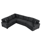 126 L-shaped Sofa Sectional Sofa Couch Pull-out Sofa Bed with Charging Devices and Cup Holders for Living Room, Beige