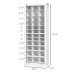 71 Tall Shoe Rack Storage Organizer, Narrow Shoe Cabinet for Entryway with Open Cubes for 36 Pairs, White