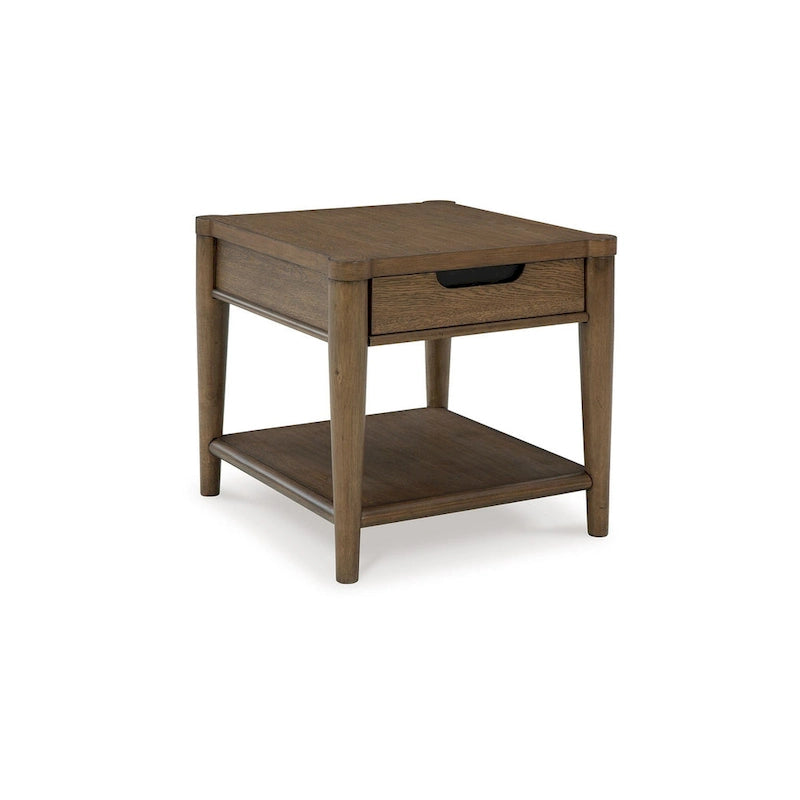 Howie Side End Table, Drawer and Shelf, Rectangular 26 Inch Brown Wood