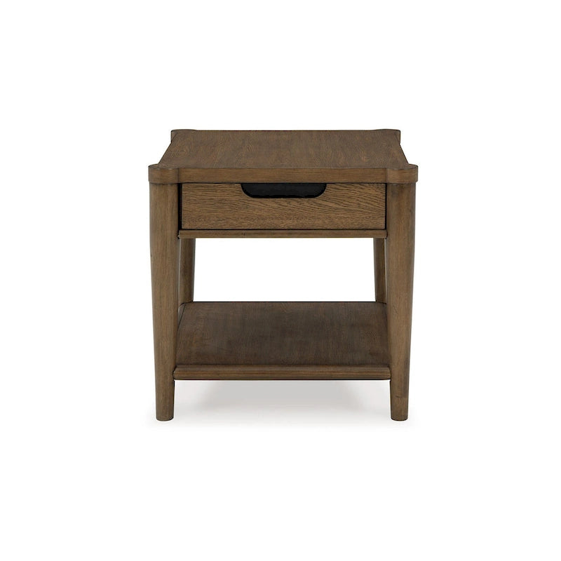 Howie Side End Table, Drawer and Shelf, Rectangular 26 Inch Brown Wood