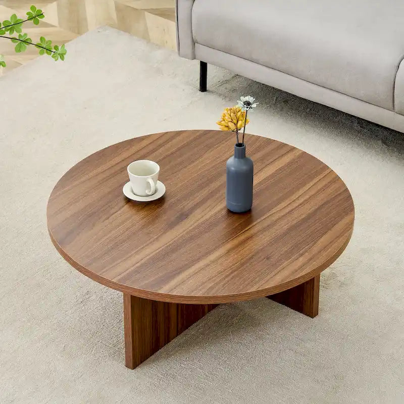 Modern Round MDF Coffee Table Durable Living Room Center Table