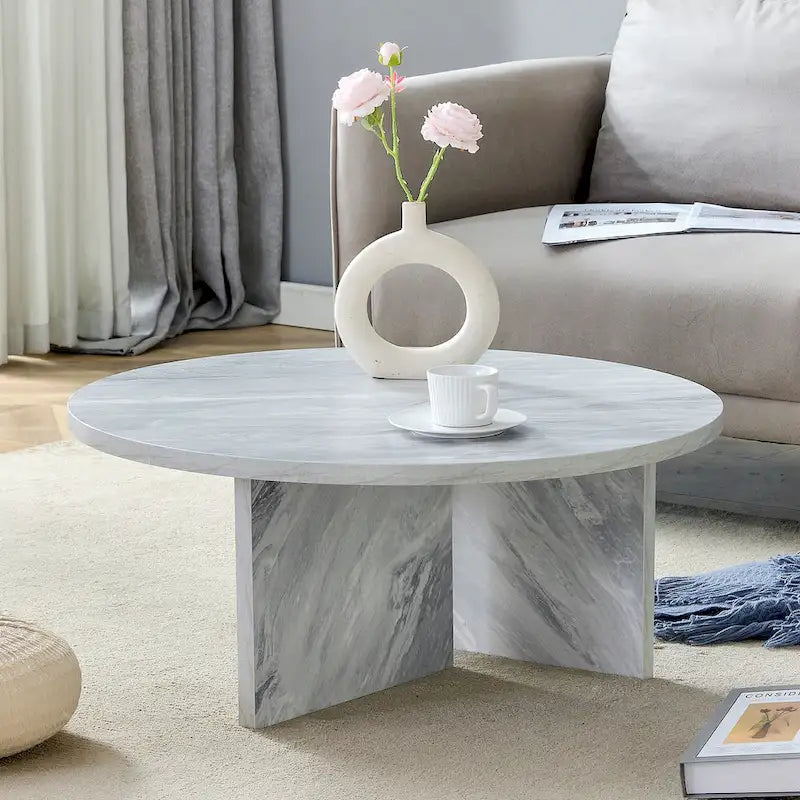Modern Round MDF Coffee Table Durable Living Room Center Table