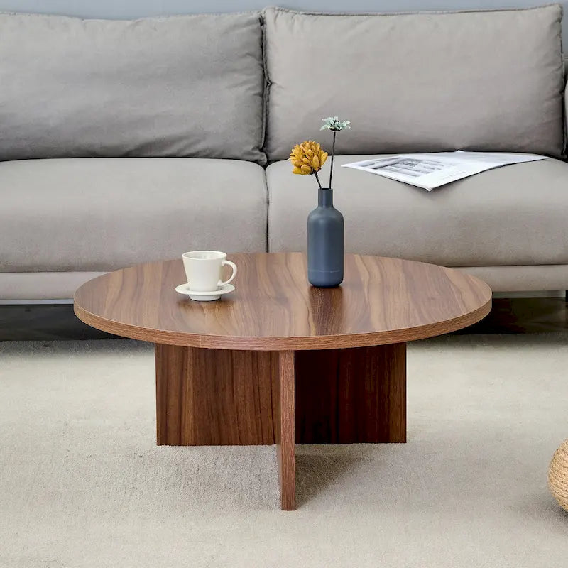Modern Round MDF Coffee Table Durable Living Room Center Table
