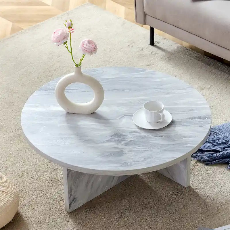 Modern Round MDF Coffee Table Durable Living Room Center Table