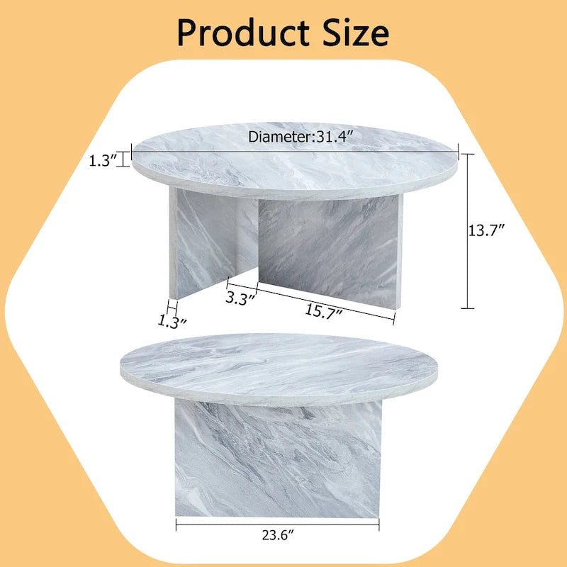 Modern Round MDF Coffee Table Durable Living Room Center Table