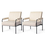 Glitzhome Set of 2 29.5W Leatherette and Fabric Combination Armchairs With Padded Arms - 29.5 W x 34 H x 30 D