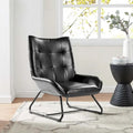Glitzhome 35.5H Leatherette Wingback Accent Chair With Metal Legs