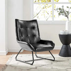 Glitzhome 35.5H Leatherette Wingback Accent Chair With Metal Legs
