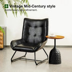 Glitzhome 35.5H Leatherette Wingback Accent Chair With Metal Legs