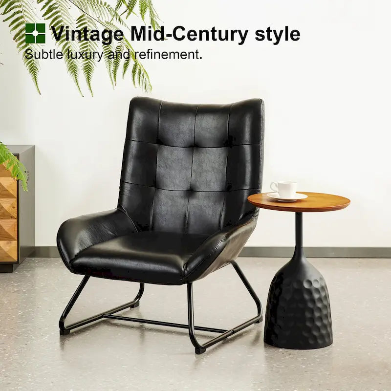 Glitzhome 35.5H Leatherette Wingback Accent Chair With Metal Legs