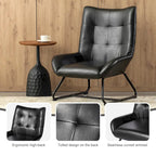 Glitzhome 35.5H Leatherette Wingback Accent Chair With Metal Legs