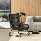 Glitzhome 35.5H Leatherette Wingback Accent Chair With Metal Legs