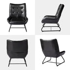 Glitzhome 35.5H Leatherette Wingback Accent Chair With Metal Legs