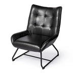 Glitzhome 35.5H Leatherette Wingback Accent Chair With Metal Legs