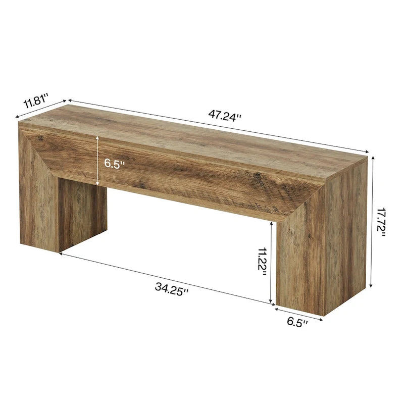 47 Inches Wooden Entryway Shoe Bench Storage Bench - 11.81D x 47.24W x 17.72H