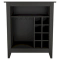 Essential Bar Cabinet, One Open Shelf, Six Built-in Wine Rack, One Drawer -Black