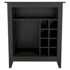Essential Bar Cabinet, One Open Shelf, Six Built-in Wine Rack, One Drawer -Black