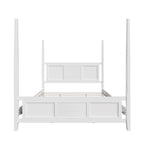 Roomfitters King Size Poster Bed, Solid Wood Frame, Horizontal Grille Design, White