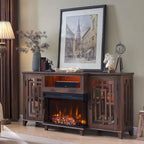 Farmhouse 3-Sided Glass Fireplace TV Stand for 75 TV, Media Console