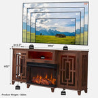 Farmhouse 3-Sided Glass Fireplace TV Stand for 75 TV, Media Console