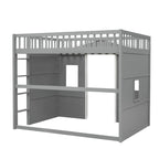 House Loft Bed With Ladder-Gray+White Frame