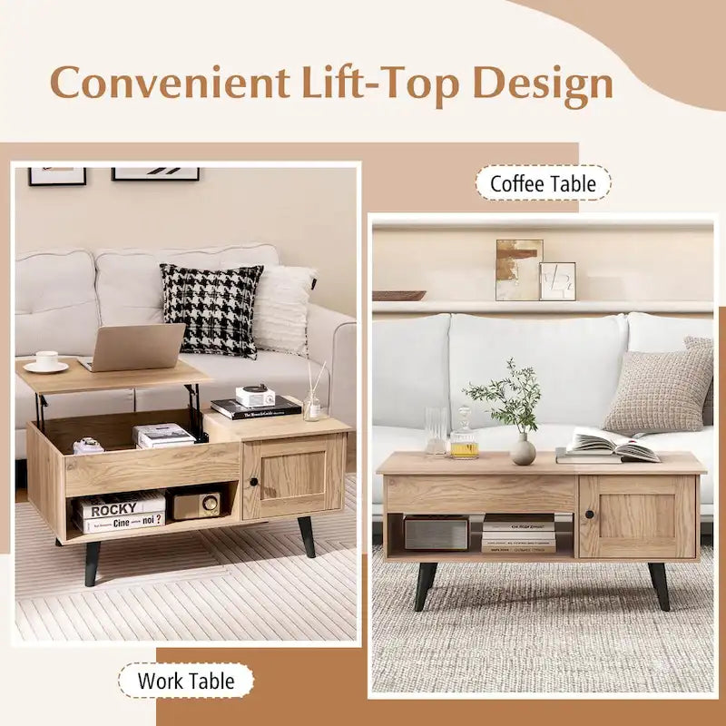 Costway Lift Top Coffee Table with Storage Hidden Compartment Cabinet - See Details