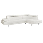 Adjustable Faux Leather L Shape Sectional Sofa - 109 - White
