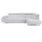 Adjustable Faux Leather L Shape Sectional Sofa - 109 - White