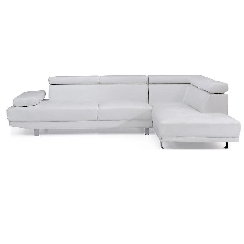 Adjustable Faux Leather L Shape Sectional Sofa - 109 - White