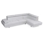Adjustable Faux Leather L Shape Sectional Sofa - 109 - White