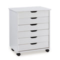 25.25 White Wide Rolling Storage Cabinet with 6 Drawer