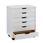 25.25 White Wide Rolling Storage Cabinet with 6 Drawer